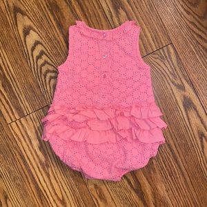 Pink Ruffle Bubble Circle Eyelet Romper Outfit 12-18m